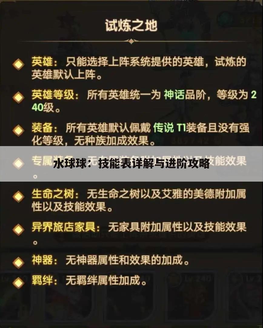 水球球：技能表详解与进阶攻略