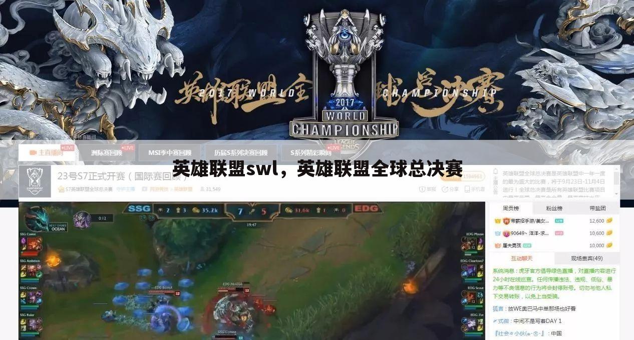 英雄联盟swl，英雄联盟全球总决赛