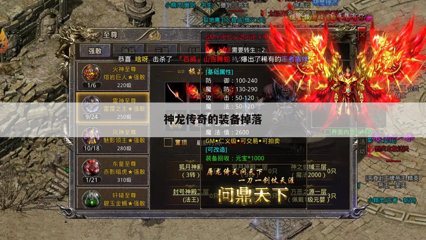 神龙传奇的装备掉落