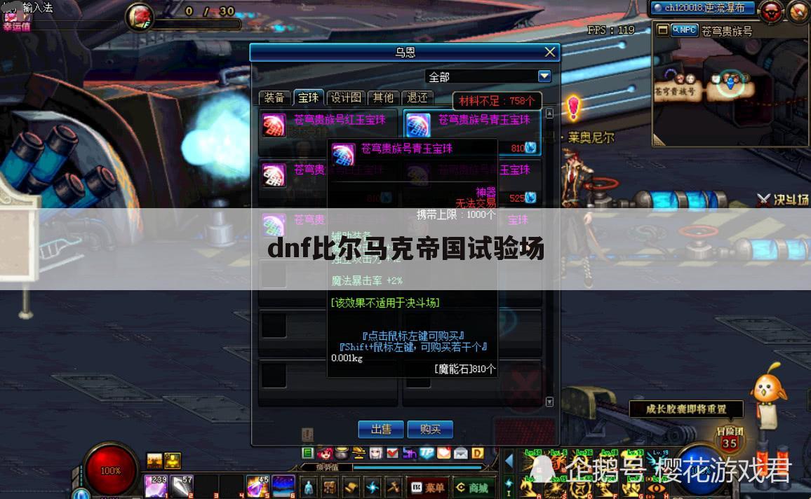 dnf比尔马克帝国试验场