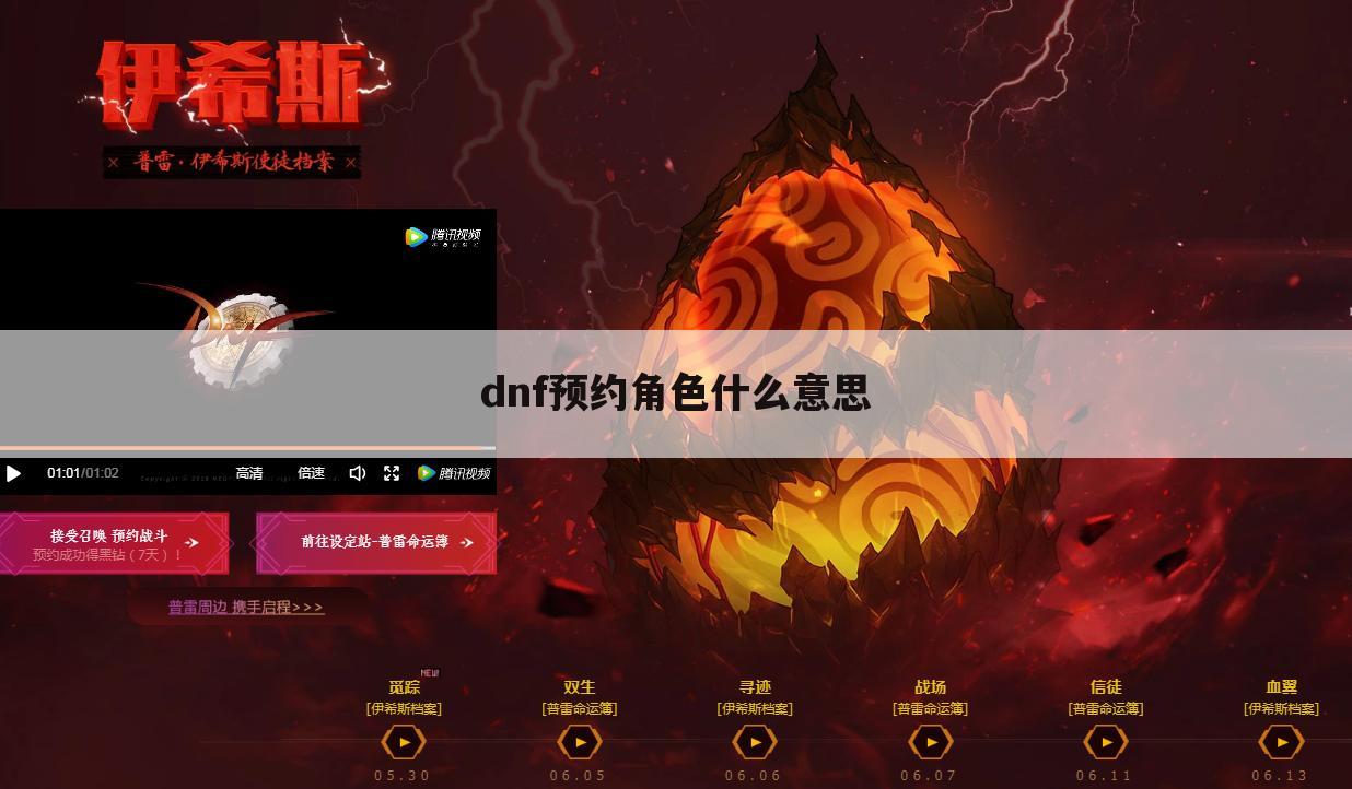 dnf预约角色什么意思
