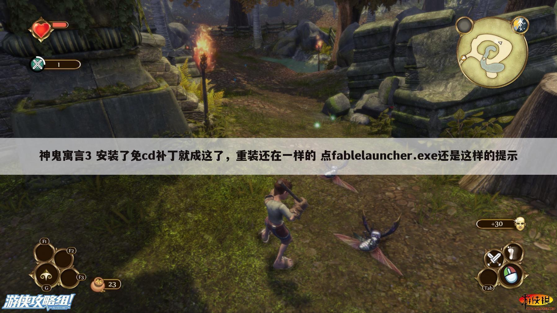 神鬼寓言3 安装了免cd补丁就成这了,重装还在一样的 点fablelauncher.exe还是这样的提示