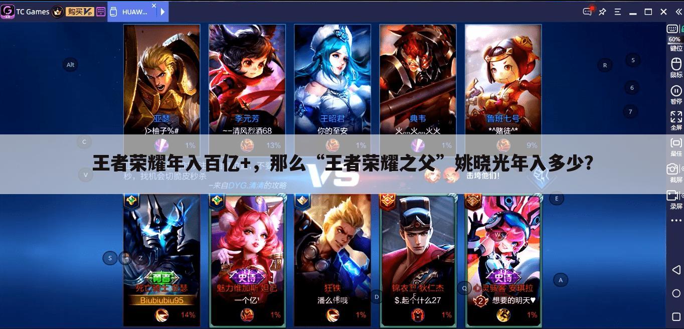 王者荣耀年入百亿+,那么“王者荣耀之父”姚晓光年入多少?