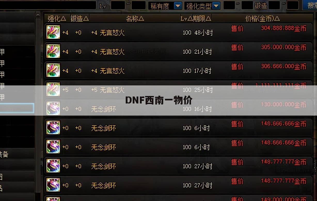 DNF西南一物价