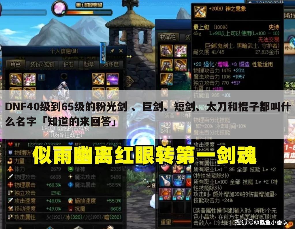 DNF40级到65级的粉光剑 、巨剑、短剑、太刀和棍子都叫什么名字「知道的来回答」