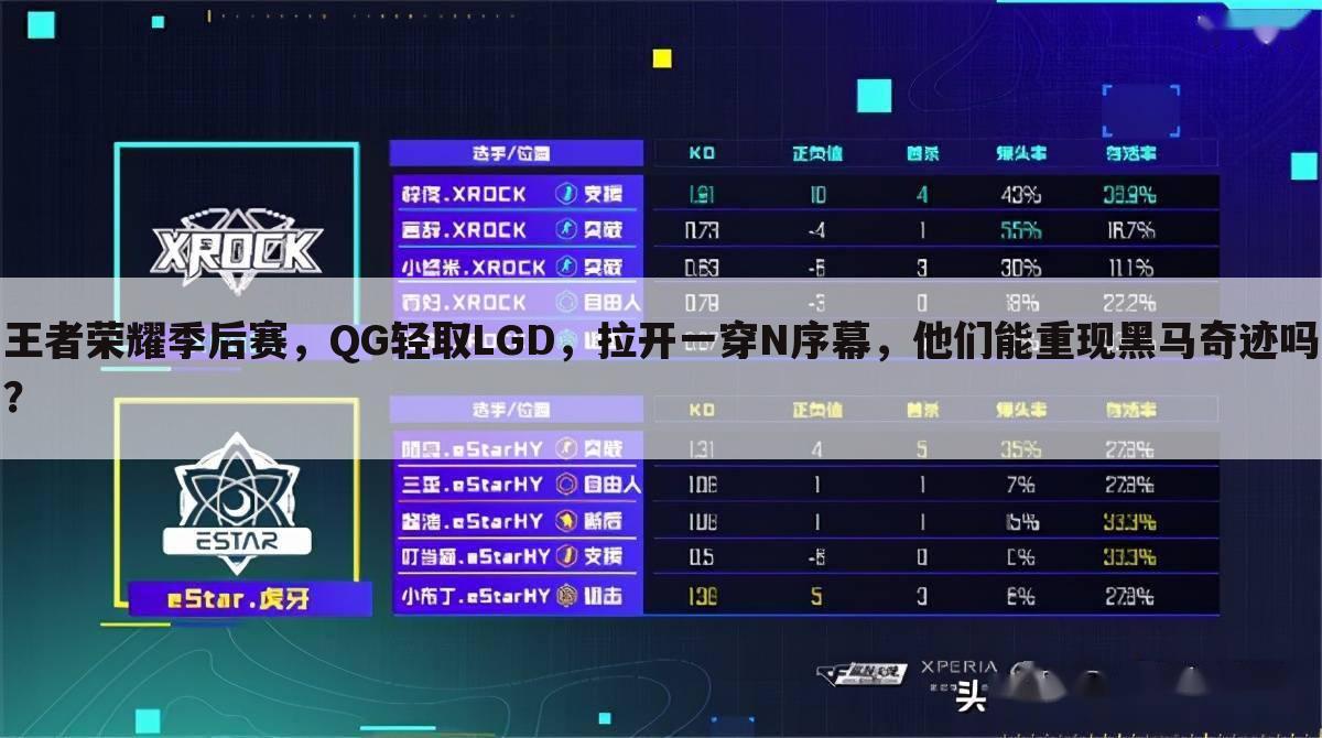 王者荣耀季后赛，QG轻取LGD，拉开一穿N序幕，他们能重现黑马奇迹吗？