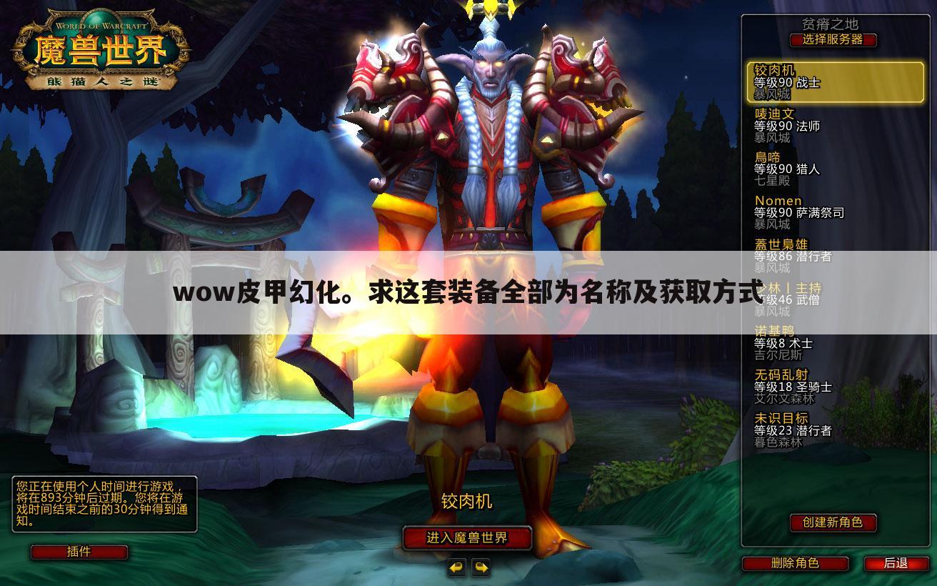 wow皮甲幻化。求这套装备全部为名称及获取方式