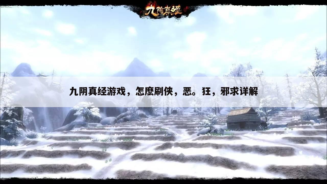九阴真经游戏,怎麽刷侠,恶。狂,邪求详解