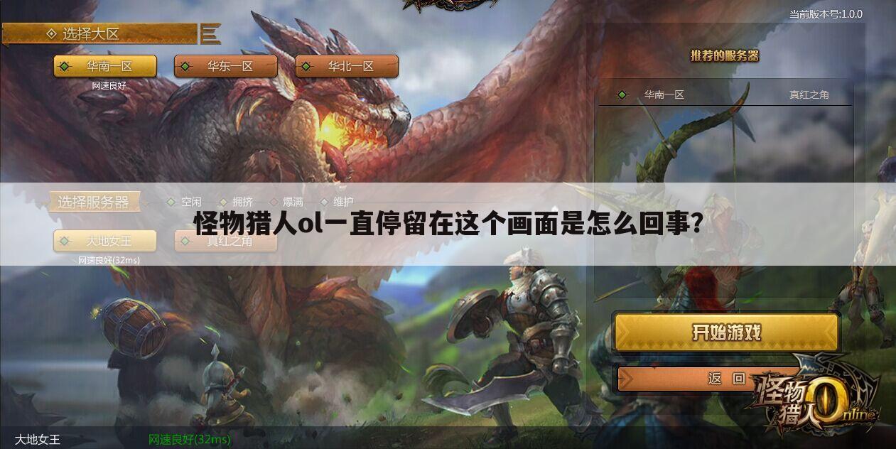 怪物猎人ol一直停留在这个画面是怎么回事?