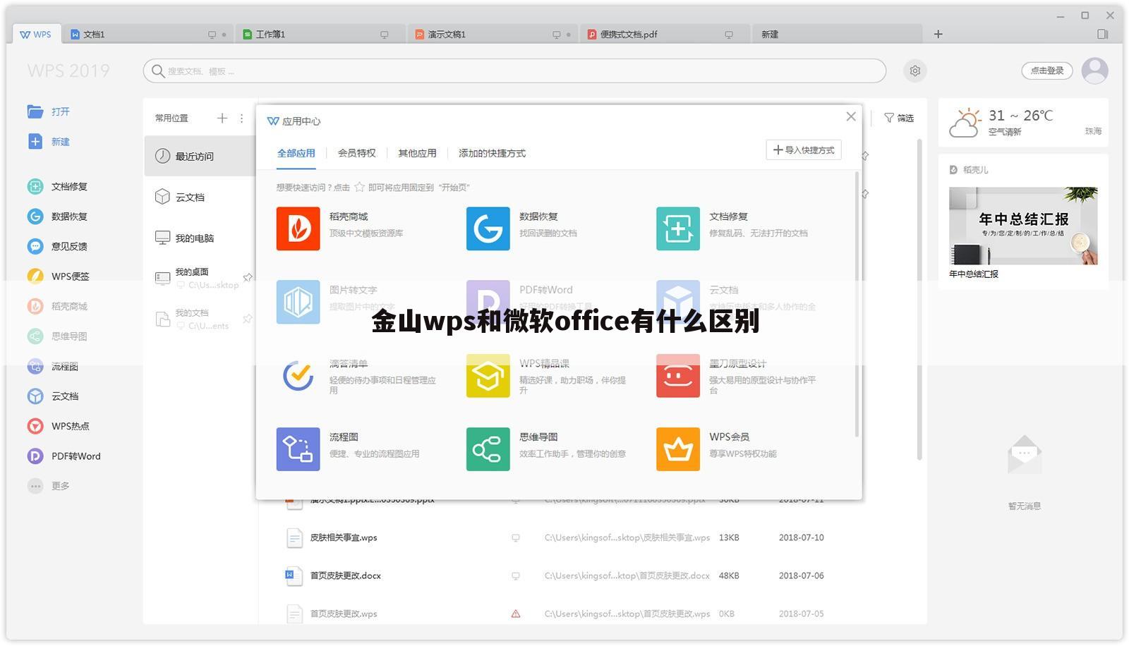 金山wps和微软office有什么区别