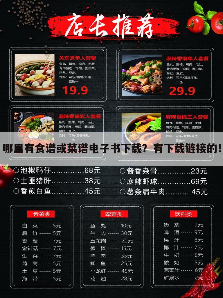 哪里有食谱或菜谱电子书下载?有下载链接的!