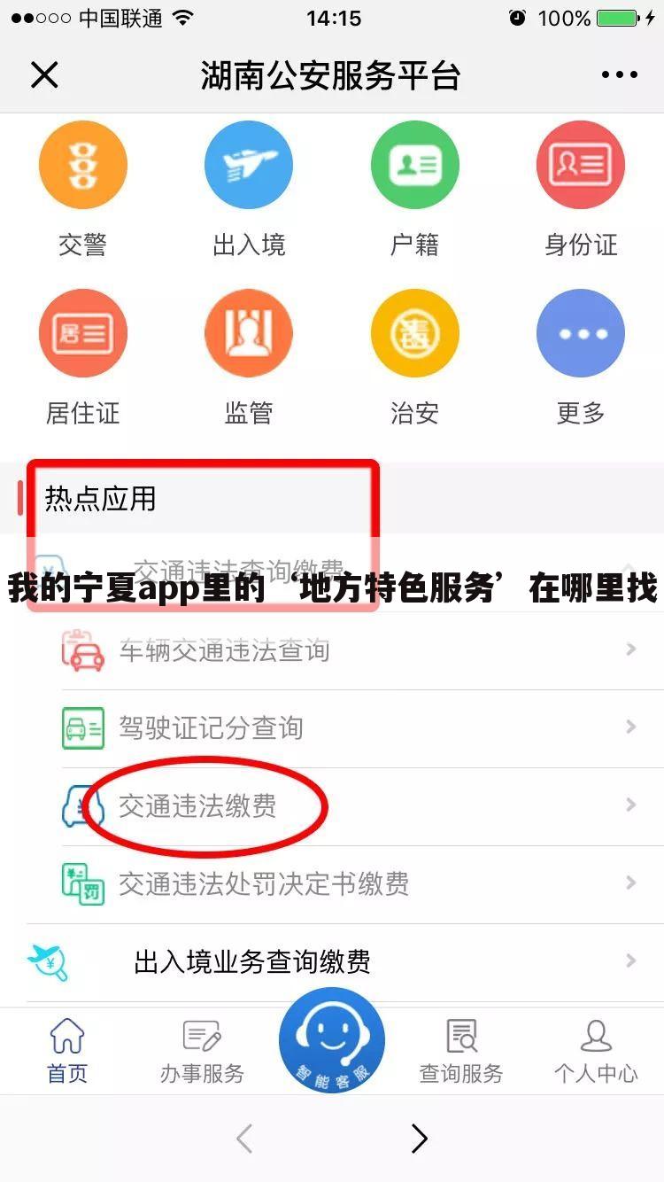 我的宁夏app里的‘地方特色服务’在哪里找