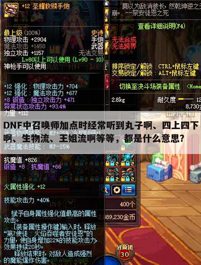 DNF中召唤师加点时经常听到丸子啊、四上四下啊、生物流、王姐流啊等等，都是什么意思？