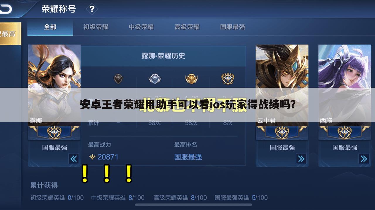 安卓王者荣耀用助手可以看ios玩家得战绩吗?