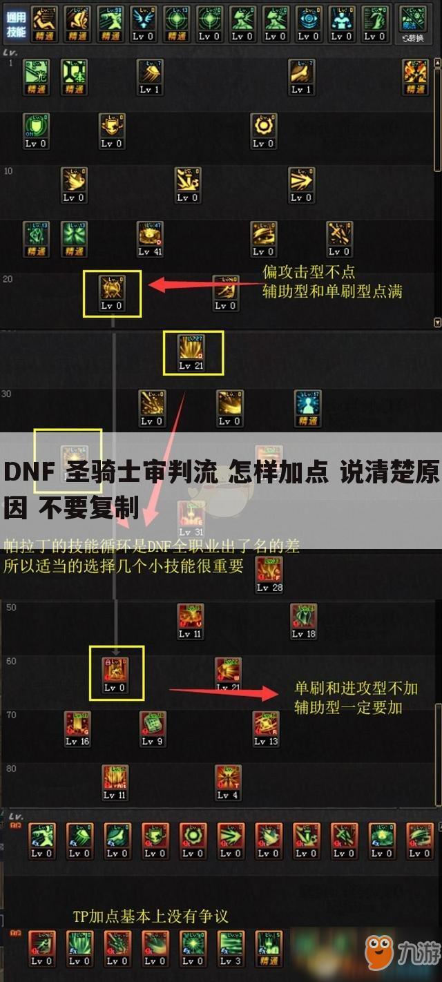 DNF 圣骑士审判流 怎样加点 说清楚原因 不要复制